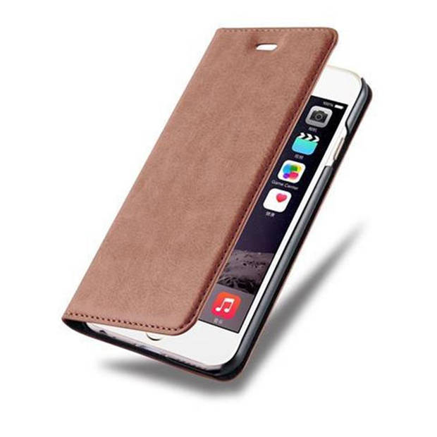 Cadorabo Hoesje geschikt voor Apple iPhone 6 / 6S in CAPPUCCINO BRUIN - Beschermhoes Case magnetische sluiting Cover