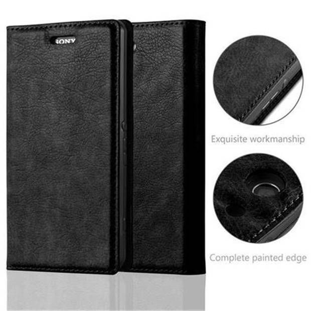 Cadorabo Hoesje geschikt voor Sony Xperia Z3 COMPACT in ZWARTE NACHT - Beschermhoes Case magnetische sluiting Cover