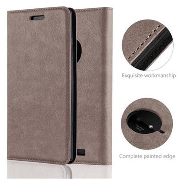 Cadorabo Hoesje geschikt voor Nokia Lumia 830 in KOFFIE BRUIN - Beschermhoes Case magnetische sluiting Cover