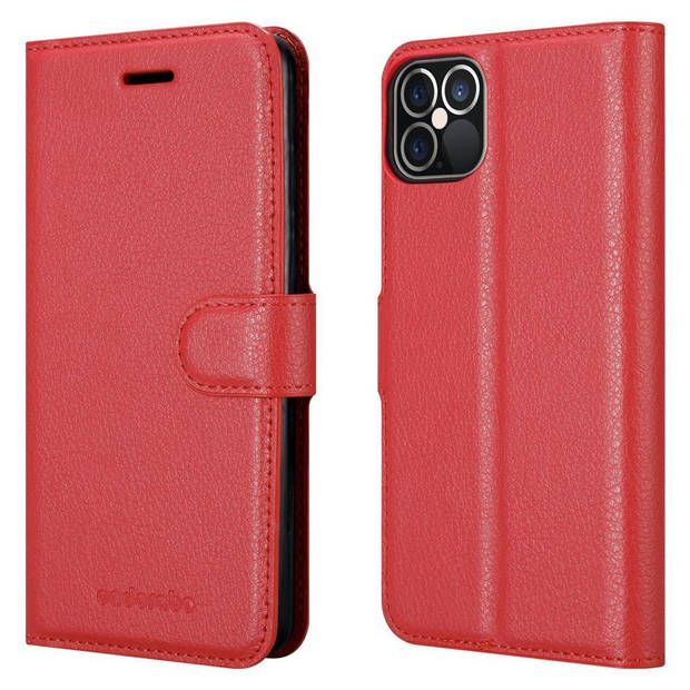 Cadorabo Hoesje geschikt voor Apple iPhone 12 / 12 PRO in KARMIJN ROOD - Beschermhoes Cover magnetische sluiting Case