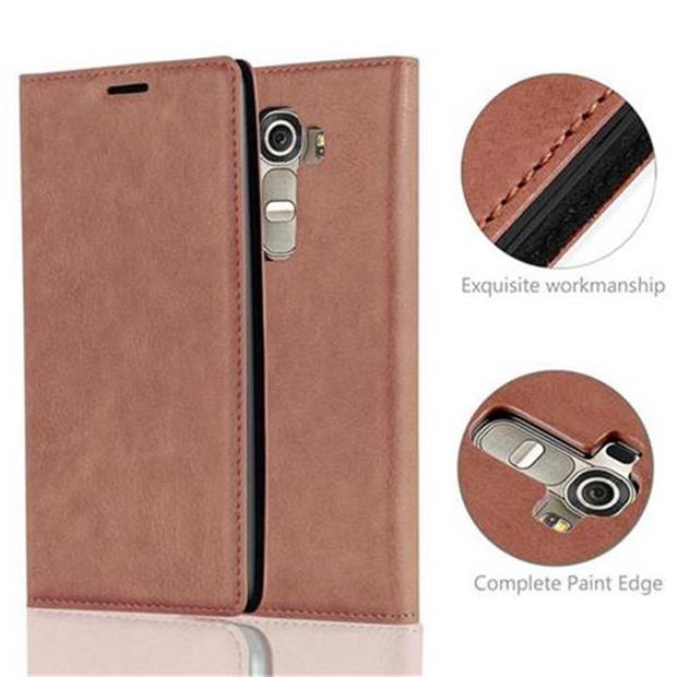 Cadorabo Hoesje geschikt voor LG G4 / G4 PLUS in CAPPUCCINO BRUIN - Beschermhoes Case magnetische sluiting Cover