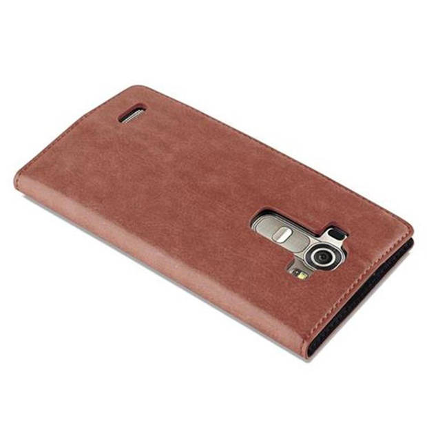 Cadorabo Hoesje geschikt voor LG G4 / G4 PLUS in CAPPUCCINO BRUIN - Beschermhoes Case magnetische sluiting Cover