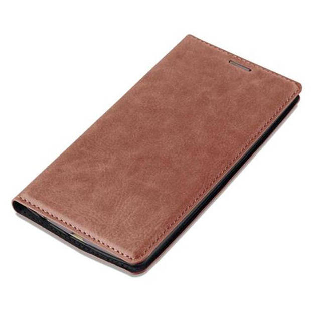 Cadorabo Hoesje geschikt voor LG G4 / G4 PLUS in CAPPUCCINO BRUIN - Beschermhoes Case magnetische sluiting Cover