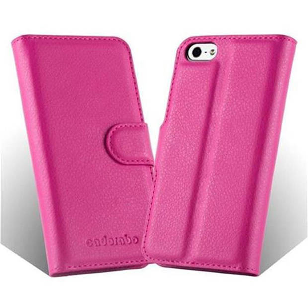 Cadorabo Hoesje geschikt voor Apple iPhone 5 / 5S / SE 2016 in KERSEN ROZE - Beschermhoes Cover magnetische sluiting