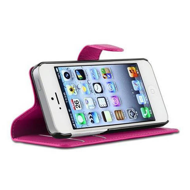 Cadorabo Hoesje geschikt voor Apple iPhone 5 / 5S / SE 2016 in KERSEN ROZE - Beschermhoes Cover magnetische sluiting