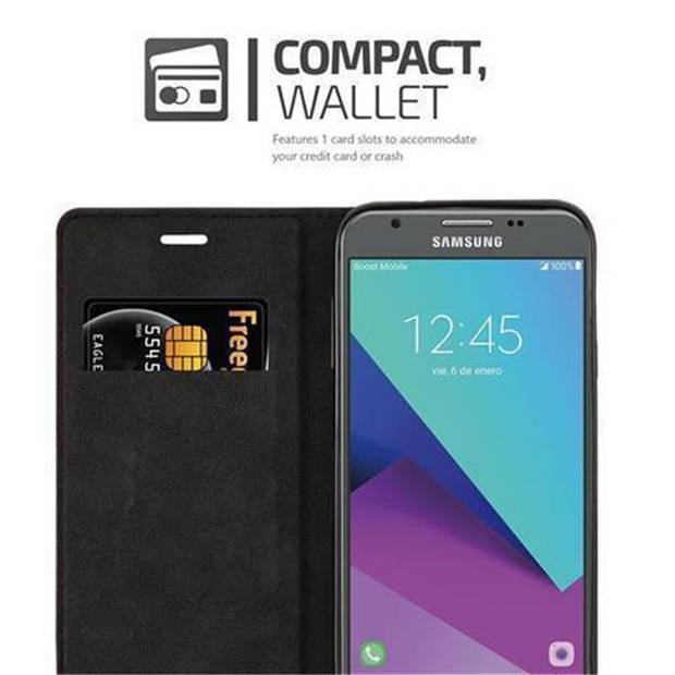 Cadorabo Hoesje geschikt voor Samsung Galaxy J7 2017 US Version in ZWARTE NACHT - Beschermhoes Case magnetische sluiting