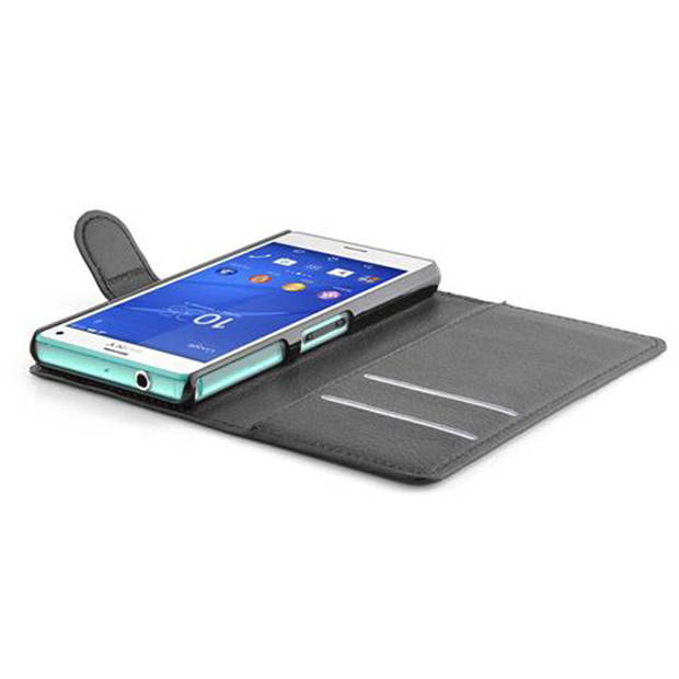 Cadorabo Hoesje geschikt voor Sony Xperia Z3 COMPACT in PHANTOM ZWART - Beschermhoes Cover magnetische sluiting Case