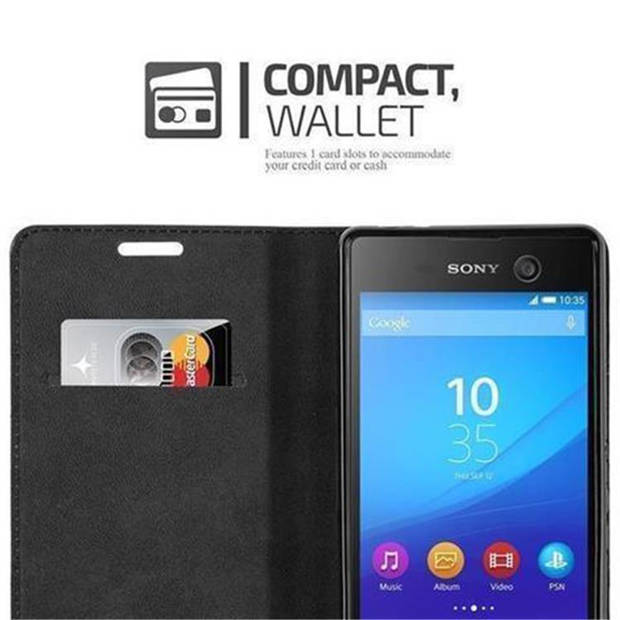 Cadorabo Hoesje geschikt voor Sony Xperia M5 in KOFFIE BRUIN - Beschermhoes Case magnetische sluiting Cover