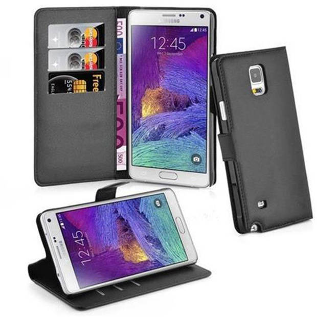 Cadorabo Hoesje geschikt voor Samsung Galaxy NOTE 4 in PHANTOM ZWART - Beschermhoes Cover magnetische sluiting Case