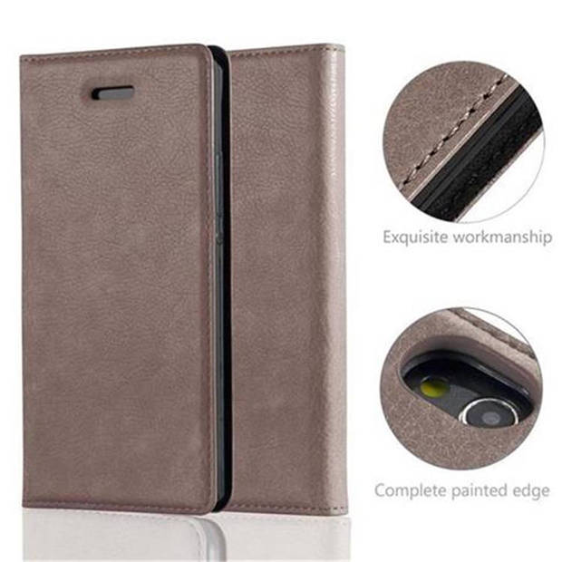 Cadorabo Hoesje geschikt voor Huawei ASCEND P7 in KOFFIE BRUIN - Beschermhoes Case magnetische sluiting Cover