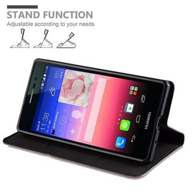 Cadorabo Hoesje geschikt voor Huawei ASCEND P7 in KOFFIE BRUIN - Beschermhoes Case magnetische sluiting Cover