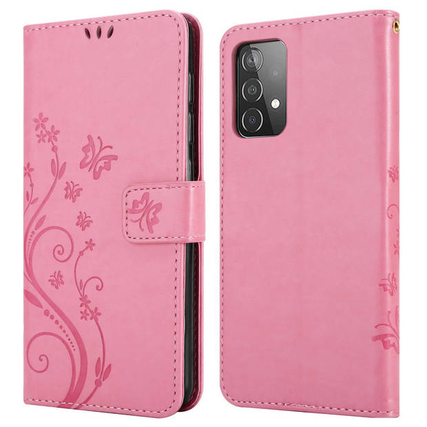 Cadorabo Hoesje geschikt voor Samsung Galaxy A52 (4G / 5G) / A52s in BLOEMEN ROZE - Beschermhoes Case Cover Bloemen