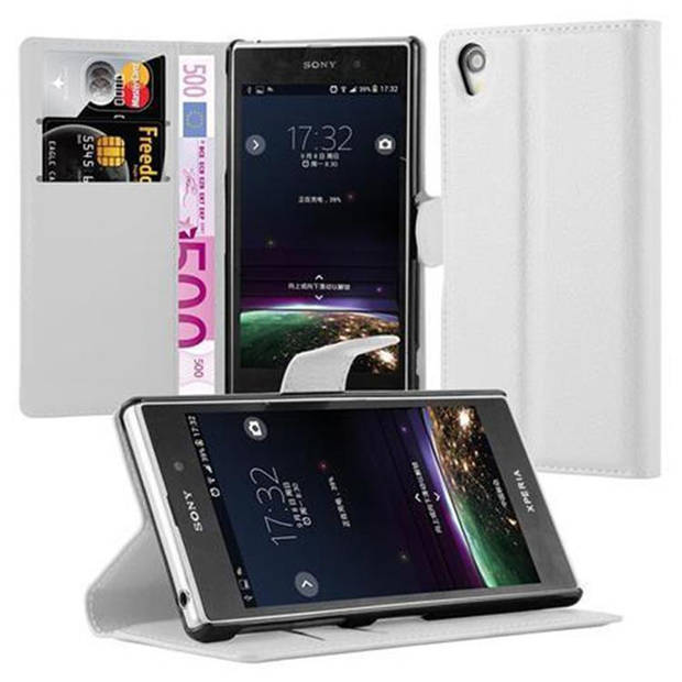 Cadorabo Hoesje geschikt voor Sony Xperia Z1 in ARCTISCH WIT - Beschermhoes Cover magnetische sluiting Case