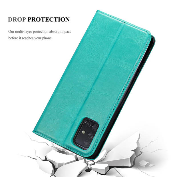 Cadorabo Hoesje geschikt voor Samsung Galaxy A72 4G / 5G in BENZINE TURKOOIS - Beschermhoes Case magnetische sluiting