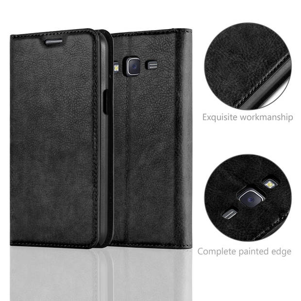 Cadorabo Hoesje geschikt voor Samsung Galaxy J7 2015 in ZWARTE NACHT - Beschermhoes Case magnetische sluiting Cover