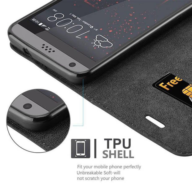 Cadorabo Hoesje geschikt voor HTC Desire 530 / 630 in ZWARTE NACHT - Beschermhoes Case magnetische sluiting Cover