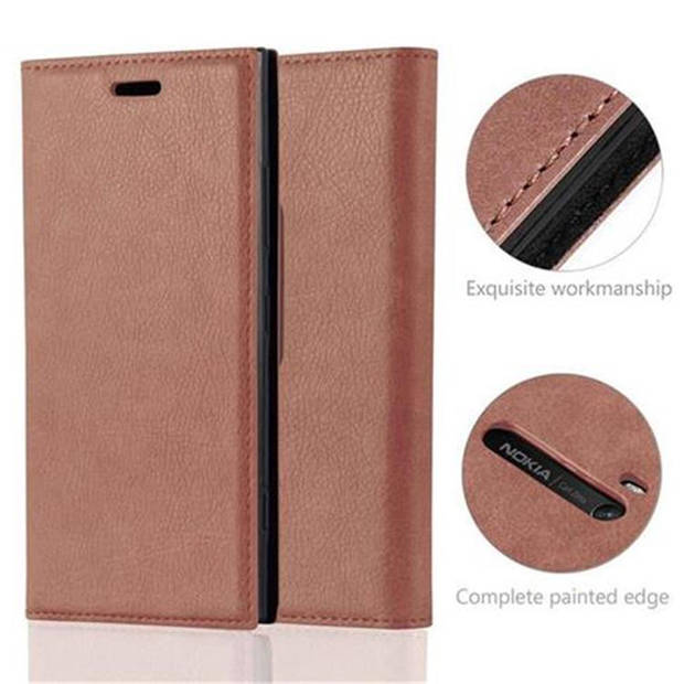 Cadorabo Hoesje geschikt voor Nokia Lumia 920 in CAPPUCCINO BRUIN - Beschermhoes Case magnetische sluiting Cover