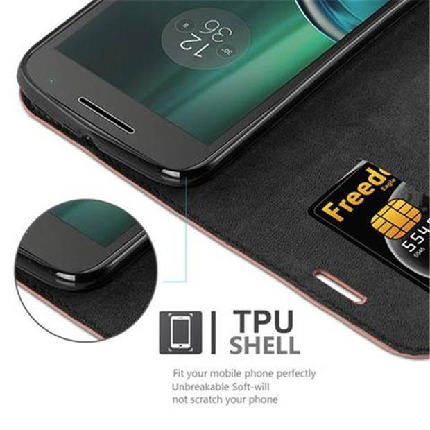 Cadorabo Hoesje geschikt voor Motorola MOTO G4 / G4 PLUS in CAPPUCCINO BRUIN - Beschermhoes Case magnetische sluiting