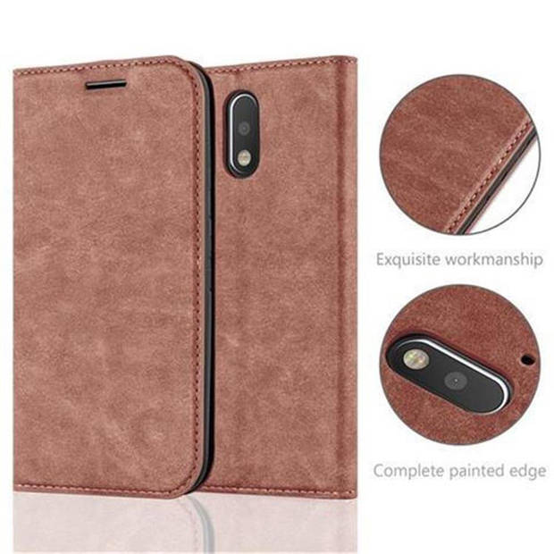 Cadorabo Hoesje geschikt voor Motorola MOTO G4 / G4 PLUS in CAPPUCCINO BRUIN - Beschermhoes Case magnetische sluiting