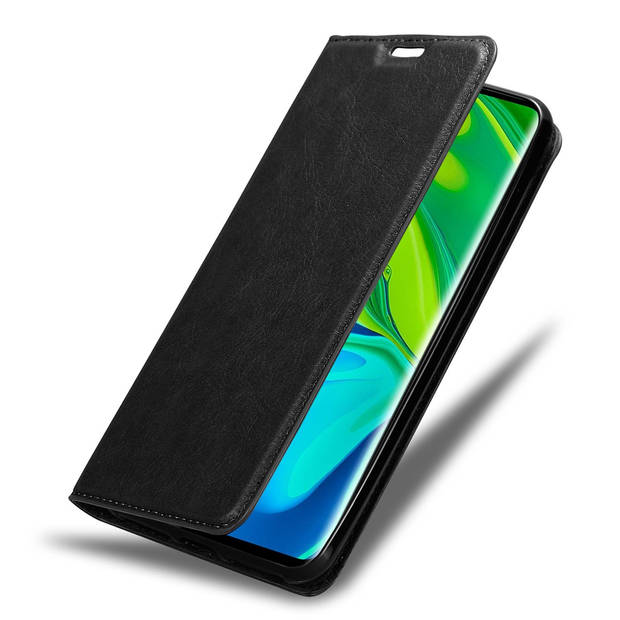 Cadorabo Hoesje geschikt voor Xiaomi Mi NOTE 10 in ZWARTE NACHT - Beschermhoes Case magnetische sluiting Cover