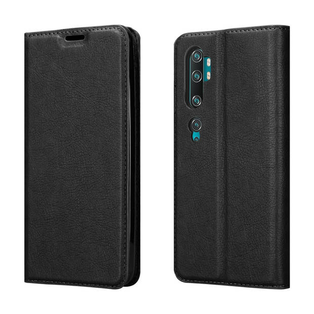 Cadorabo Hoesje geschikt voor Xiaomi Mi NOTE 10 in ZWARTE NACHT - Beschermhoes Case magnetische sluiting Cover