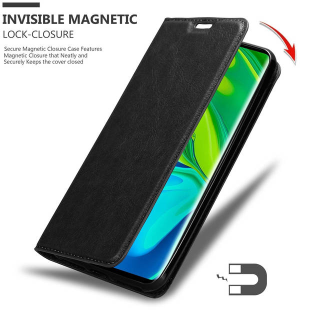 Cadorabo Hoesje geschikt voor Xiaomi Mi NOTE 10 in ZWARTE NACHT - Beschermhoes Case magnetische sluiting Cover