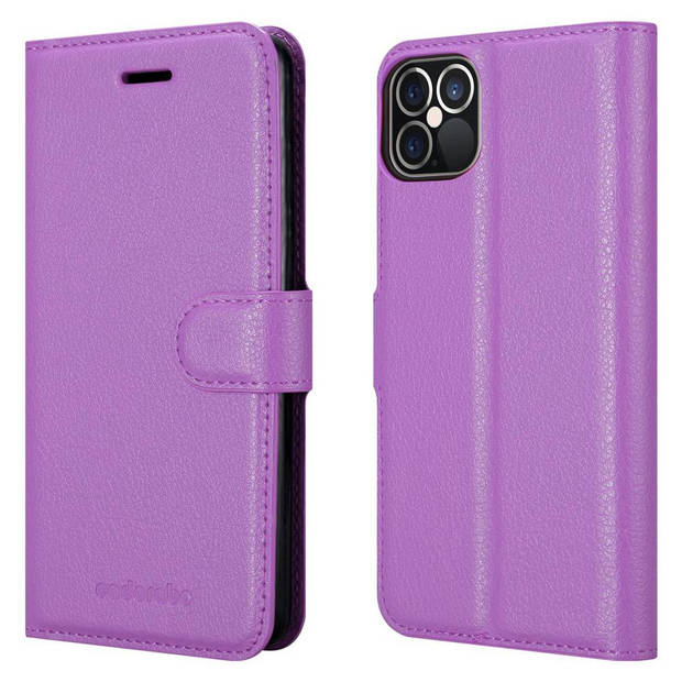 Cadorabo Hoesje geschikt voor Apple iPhone 12 / 12 PRO in MANGAAN PAARS - Beschermhoes Cover magnetische sluiting Case