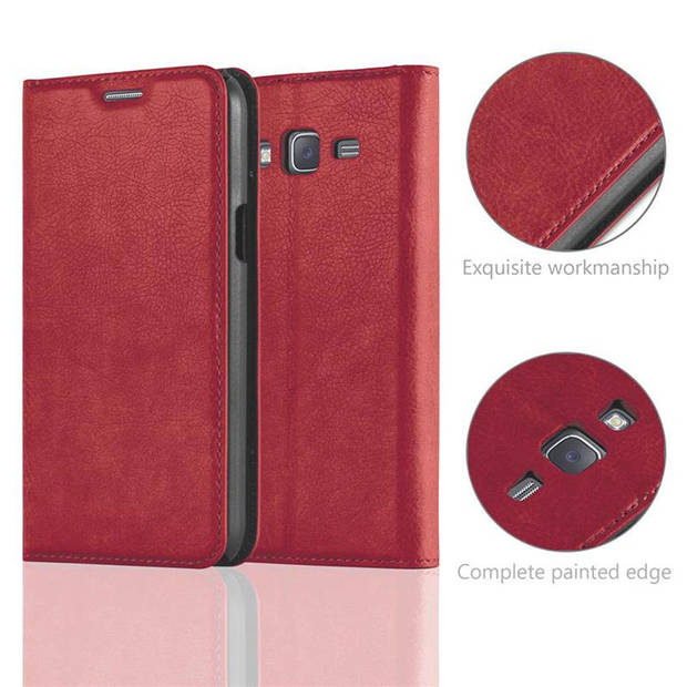 Cadorabo Hoesje geschikt voor Samsung Galaxy J7 2015 in APPEL ROOD - Beschermhoes Case magnetische sluiting Cover