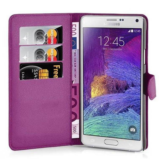 Cadorabo Hoesje geschikt voor Samsung Galaxy NOTE 4 in MANGAAN PAARS - Beschermhoes Cover magnetische sluiting Case