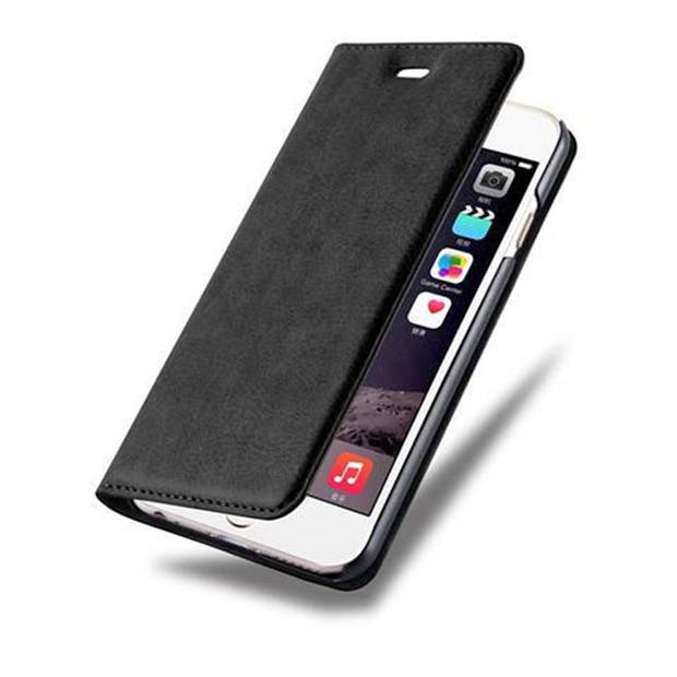 Cadorabo Hoesje geschikt voor Apple iPhone 6 / 6S in ZWARTE NACHT - Beschermhoes Case magnetische sluiting Cover