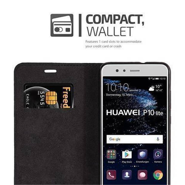 Cadorabo Hoesje geschikt voor Huawei P10 LITE in APPEL ROOD - Beschermhoes Case magnetische sluiting Cover