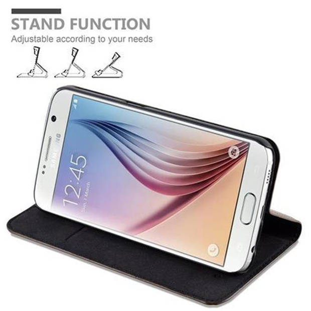 Cadorabo Hoesje geschikt voor Samsung Galaxy S6 in KOFFIE BRUIN - Beschermhoes Case magnetische sluiting Cover