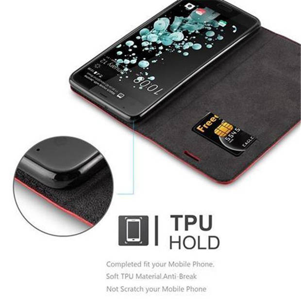 Cadorabo Hoesje geschikt voor HTC U ULTRA in APPEL ROOD - Beschermhoes Case magnetische sluiting Cover