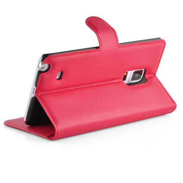 Cadorabo Hoesje geschikt voor Samsung Galaxy NOTE EDGE in KARMIJN ROOD - Beschermhoes Cover magnetische sluiting Case