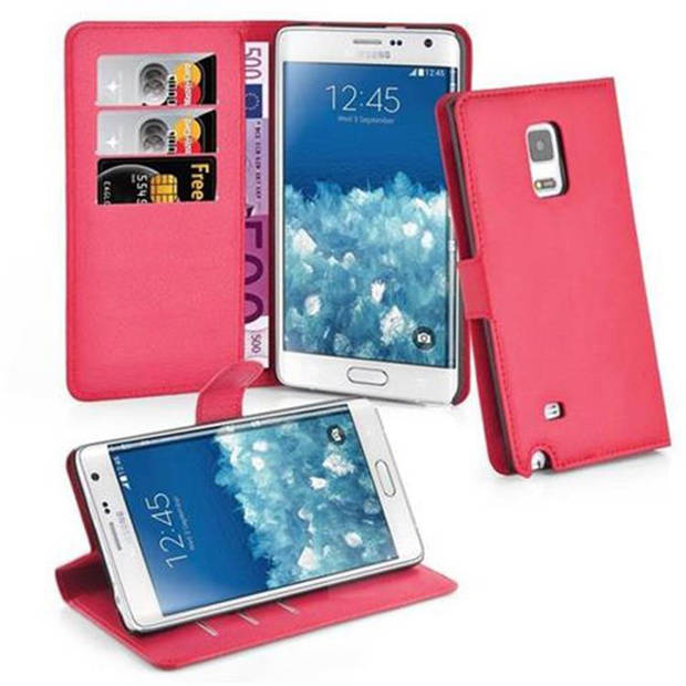 Cadorabo Hoesje geschikt voor Samsung Galaxy NOTE EDGE in KARMIJN ROOD - Beschermhoes Cover magnetische sluiting Case