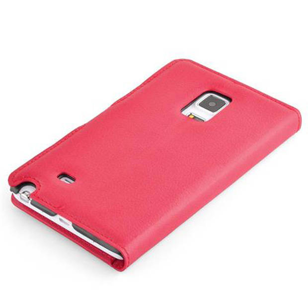 Cadorabo Hoesje geschikt voor Samsung Galaxy NOTE EDGE in KARMIJN ROOD - Beschermhoes Cover magnetische sluiting Case