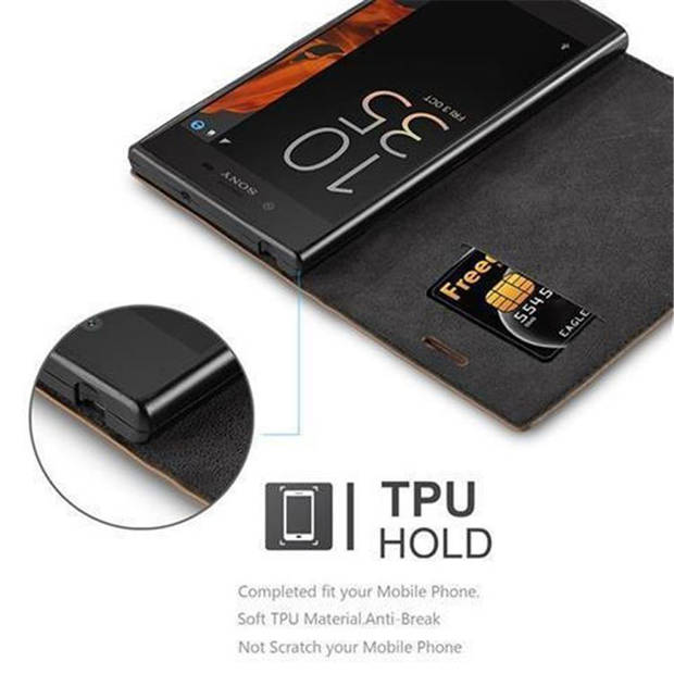 Cadorabo Hoesje geschikt voor Sony Xperia X COMPACT in KOFFIE BRUIN - Beschermhoes Case magnetische sluiting Cover