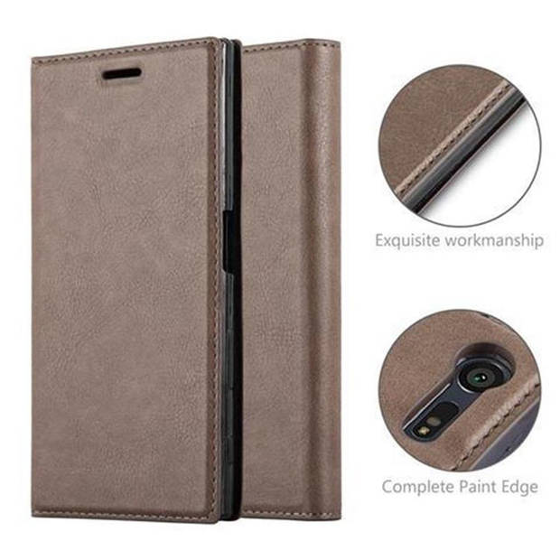 Cadorabo Hoesje geschikt voor Sony Xperia X COMPACT in KOFFIE BRUIN - Beschermhoes Case magnetische sluiting Cover