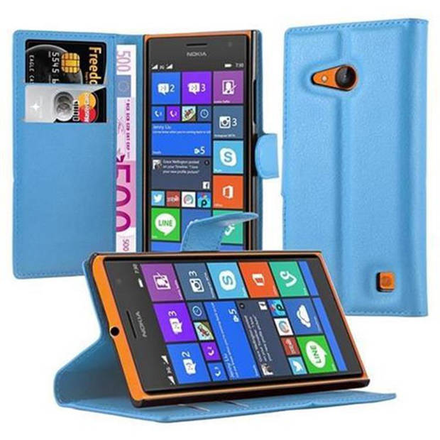 Cadorabo Hoesje geschikt voor Nokia Lumia 730 in PASTEL BLAUW - Beschermhoes Cover magnetische sluiting Case