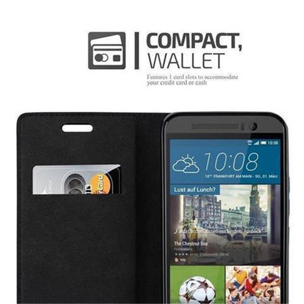 Cadorabo Hoesje geschikt voor HTC ONE M9 in ZWARTE NACHT - Beschermhoes Case magnetische sluiting Cover