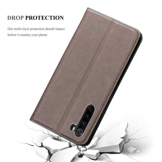 Cadorabo Hoesje geschikt voor Xiaomi RedMi NOTE 8 in KOFFIE BRUIN - Beschermhoes Case magnetische sluiting Cover