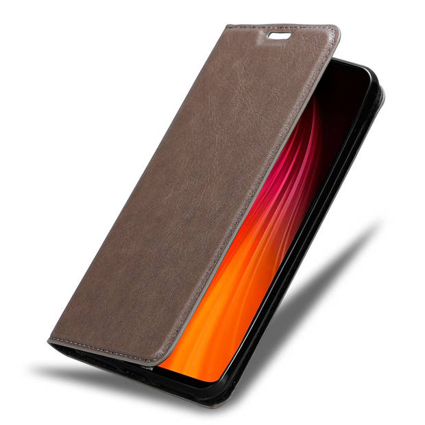 Cadorabo Hoesje geschikt voor Xiaomi RedMi NOTE 8 in KOFFIE BRUIN - Beschermhoes Case magnetische sluiting Cover