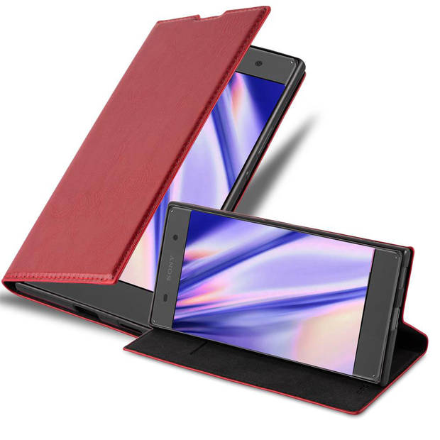 Cadorabo Hoesje geschikt voor Sony Xperia XA in APPEL ROOD - Beschermhoes Case magnetische sluiting Cover