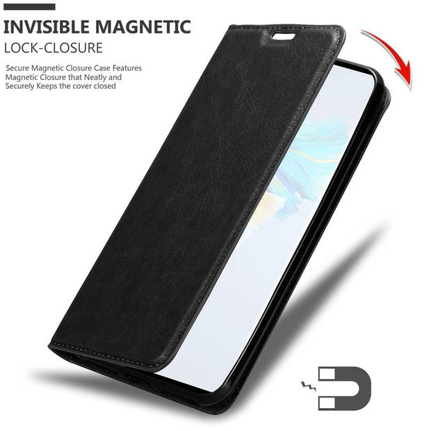 Cadorabo Hoesje geschikt voor Huawei MATE 40 PRO in ZWARTE NACHT - Beschermhoes Case magnetische sluiting Cover