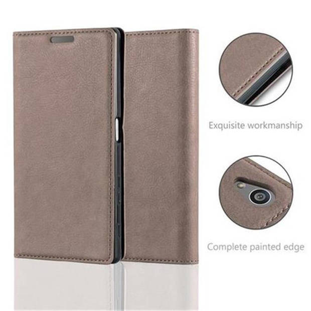 Cadorabo Hoesje geschikt voor Sony Xperia Z5 in KOFFIE BRUIN - Beschermhoes Case magnetische sluiting Cover