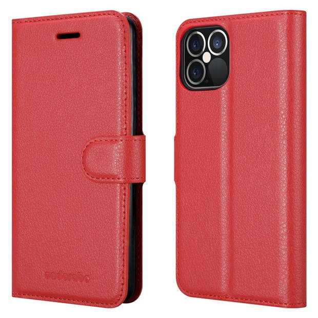 Cadorabo Hoesje geschikt voor Apple iPhone 12 PRO MAX in KARMIJN ROOD - Beschermhoes Cover magnetische sluiting Case