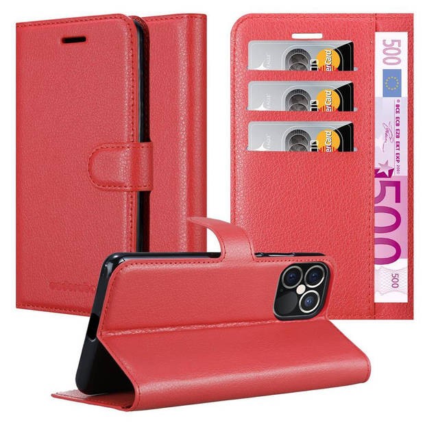 Cadorabo Hoesje geschikt voor Apple iPhone 12 PRO MAX in KARMIJN ROOD - Beschermhoes Cover magnetische sluiting Case