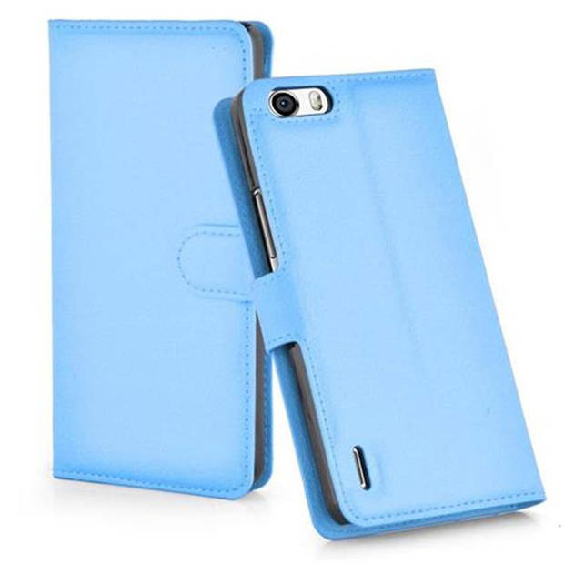 Cadorabo Hoesje geschikt voor Honor 6 PLUS in PASTEL BLAUW - Beschermhoes Cover magnetische sluiting Case