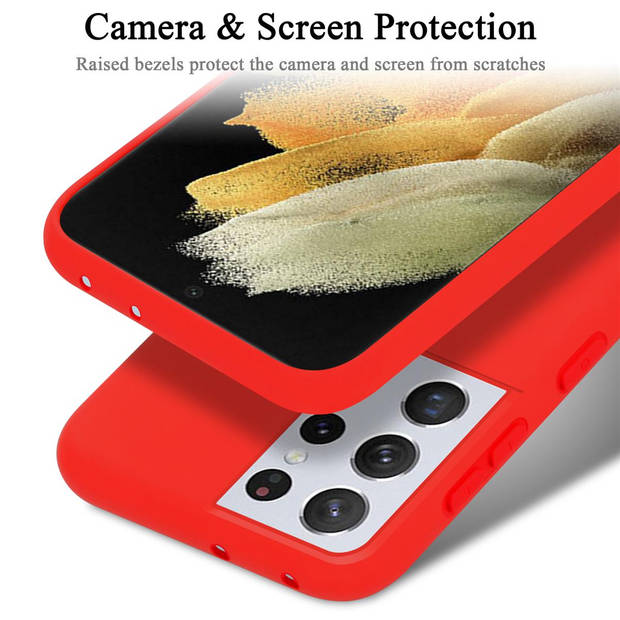 Cadorabo Hoesje geschikt voor Samsung Galaxy S21 ULTRA Case in LIQUID ROOD - Beschermhoes TPU silicone Cover