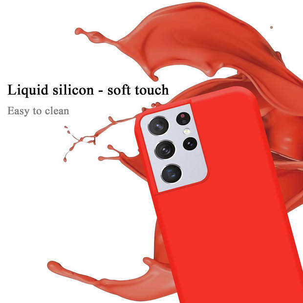 Cadorabo Hoesje geschikt voor Samsung Galaxy S21 ULTRA Case in LIQUID ROOD - Beschermhoes TPU silicone Cover